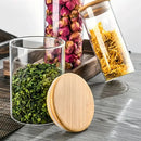Kit 5 Potes de Vidro com Tampa de Bambu 650ml a 1750ml Casa Forte