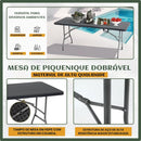 Mesa Dobrável Vira Maleta Com Alça Portátil 1.80m Para Camping Pesca Jardim Área Externa Ou Interna Salão De Festas Gourme